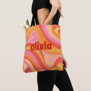 New Groove Retro Abstract Pattern Personalized Tote Bag