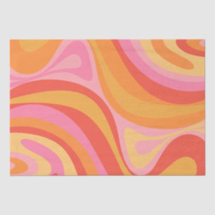 New Groove Retro Abstract Pattern Pink and Orange Tissue Paper