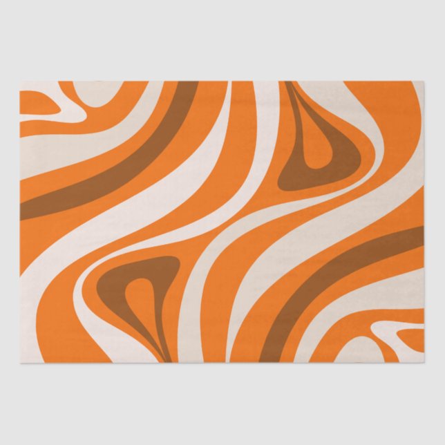 New Groove Retro Abstract Patterns Orange Brown Tissue Paper (Front)