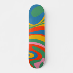 New Groove Retro Rainbow Colorful Trippy Abstract Skateboard