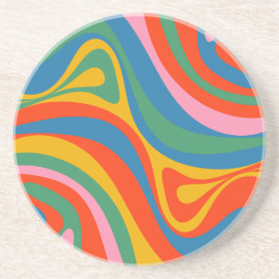 New Groove Retro Trippy Colourful Abstract Pattern Coaster