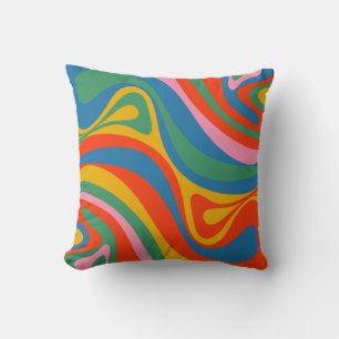 New Groove Retro Trippy Colourful Abstract Pattern Throw Pillow
