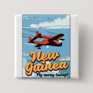 New Guinea adventure poster. 2 Inch Square Button