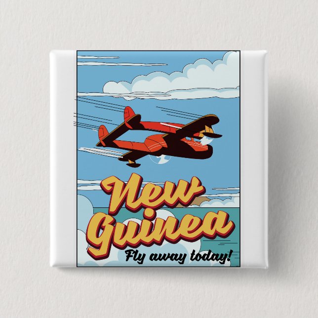 New Guinea adventure poster. 2 Inch Square Button (Front)