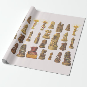 New guinea Ancient statues archaeology figurines Wrapping Paper