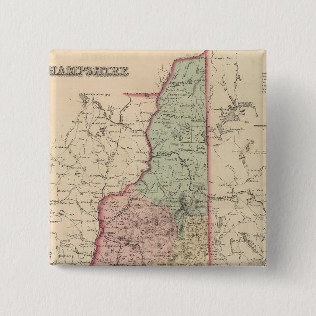 New Hampshire 2 2 Inch Square Button (Front)