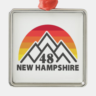 New Hampshire 48 Retro Mountain Metal Ornament