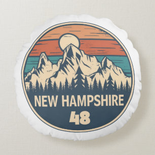New Hampshire 48 Sunset Round Pillow