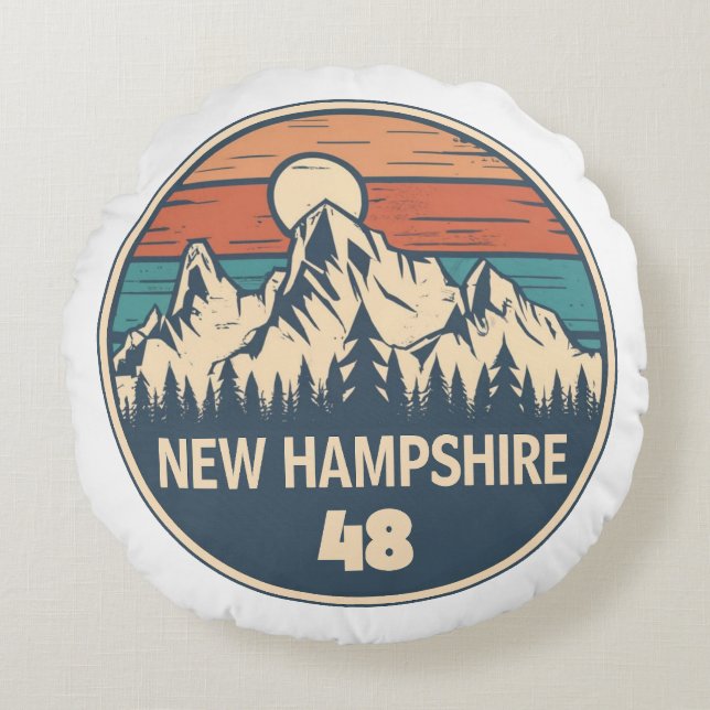 New Hampshire 48 Sunset Round Pillow (Front)