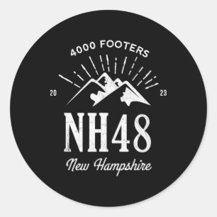 New Hampshire 4,000 Footers Nh48 Hiking Classic Round Sticker