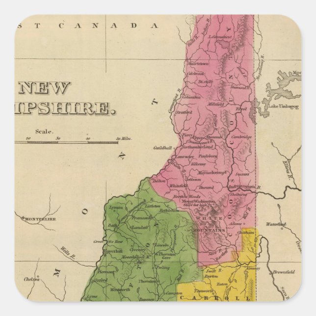 New Hampshire 6 Square Sticker (Front)