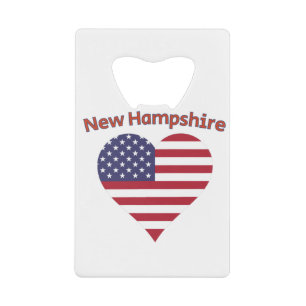New Hampshire American Flag Heart Credit Card Bottle Opener