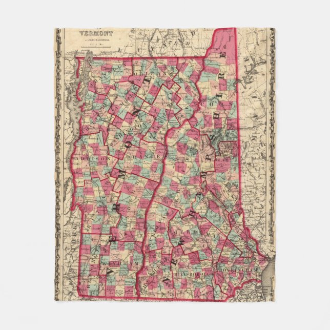 New Hampshire and Vermont 2 Fleece Blanket (Front)
