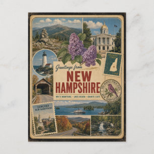 New Hampshire Authentic Vintage Style Postcard
