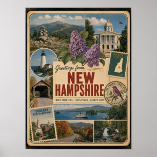 New Hampshire Authentic Vintage Style Poster