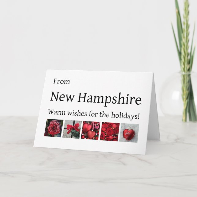 New Hampshire Christmas Card, state specific Holiday Card (Front)