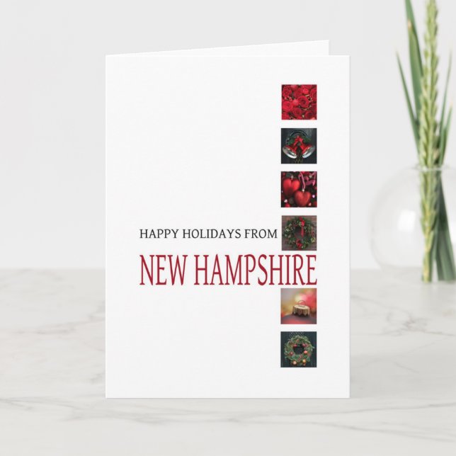 New Hampshire Christmas Card with ornaments (Front)