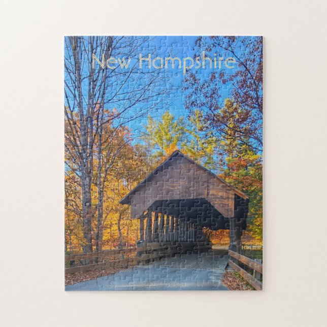 New Hampshire Covered Bridge In Autumn Jigsaw Puzzle (Vertical)