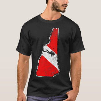 New Hampshire Dive Flag Scuba Diving State Map Div T-Shirt