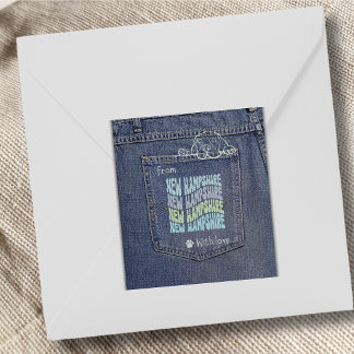 New Hampshire Dog in Jean Pocket Square Sticker
