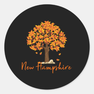 New Hampshire Fall Foliage Autumn Rustic Maple Oak Classic Round Sticker