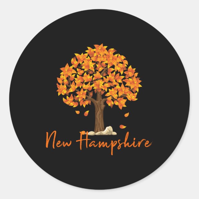 New Hampshire Fall Foliage Autumn Rustic Maple Oak Classic Round Sticker (Front)