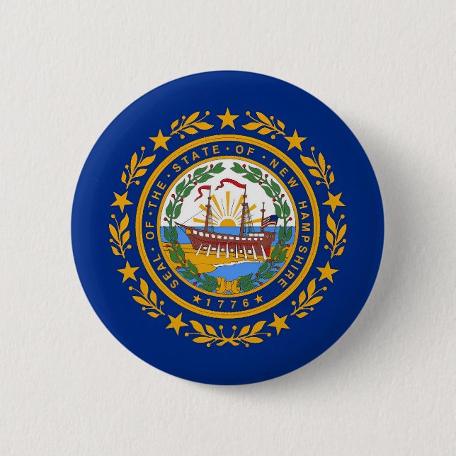 New Hampshire Flag 2 Inch Round Button (Front)