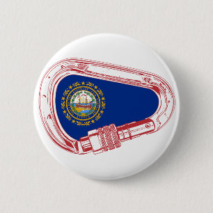 New Hampshire Flag Climbing Carabiner 2 Inch Round Button