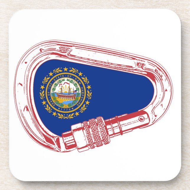 New Hampshire Flag Climbing Carabiner Coaster (Front)