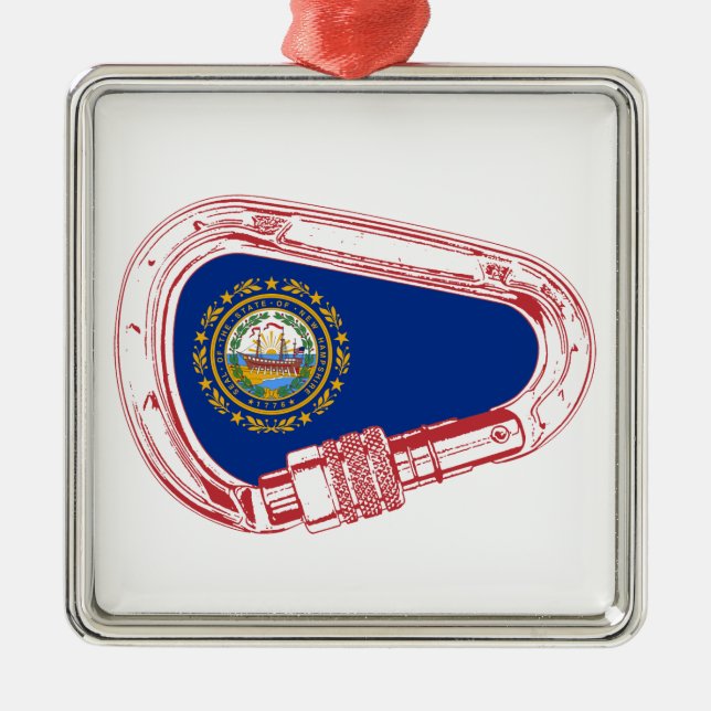 New Hampshire Flag Climbing Carabiner Metal Ornament (Front)