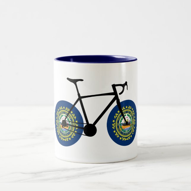 New Hampshire Flag Cycling Two-Tone Coffee Mug (Center)