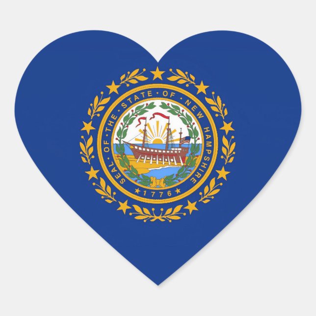 New Hampshire Flag Heart Sticker (Front)