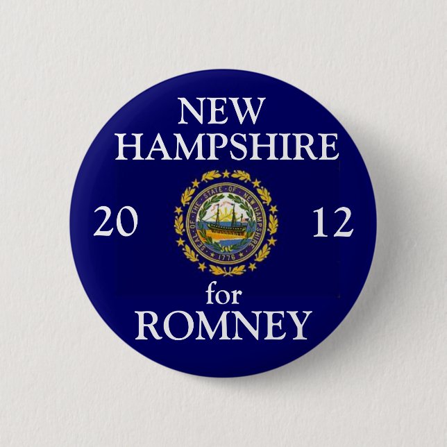 New Hampshire for Romney 2012 2 Inch Round Button (Front)