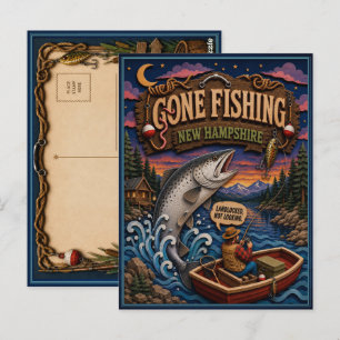 New Hampshire Gone Fishing Atlantic Salmon Postcard