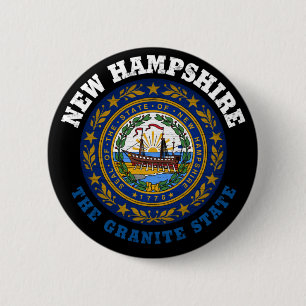 NEW HAMPSHIRE GRANITE STATE FLAG 2 INCH ROUND BUTTON