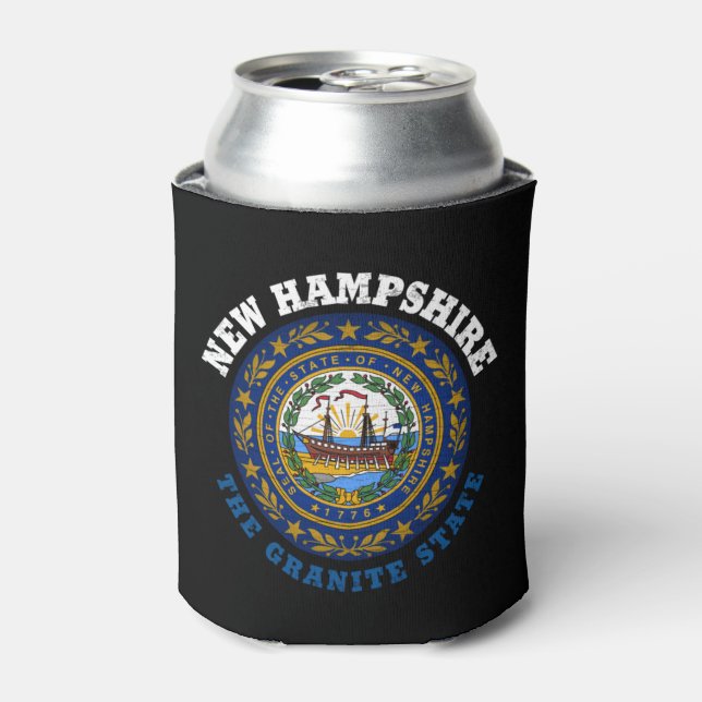 NEW HAMPSHIRE GRANITE STATE FLAG  CAN COOLER (Can Front)