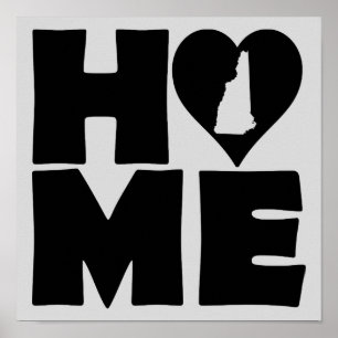 New Hampshire Home Heart State Poster Sign
