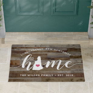 New Hampshire Home State Personalized Wood Look Doormat