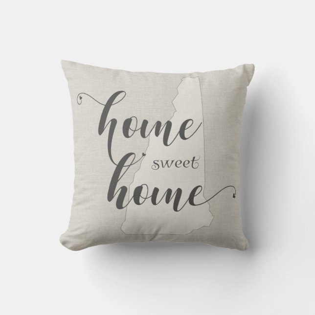 New Hampshire - Home Sweet Home burlap-look Throw Pillow (Front)