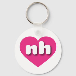 New Hampshire hot pink heart - mini love Keychain