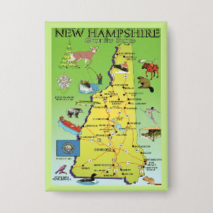 New Hampshire Illustrated Map Postcard