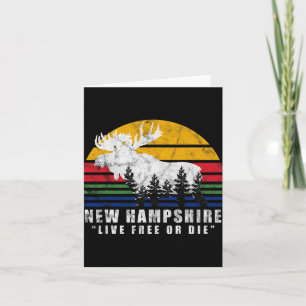 New Hampshire Live Or Die Vintage Moose Forest  Card