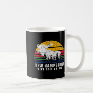 New Hampshire Live Or Die Vintage Moose Forest  Coffee Mug