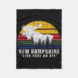 New Hampshire Live Or Die Vintage Moose Forest  Fleece Blanket