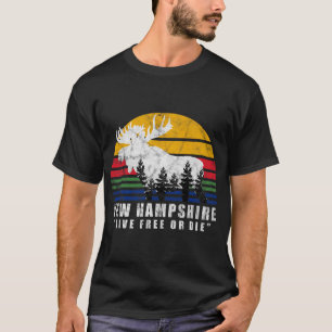 New Hampshire Live Or Die Vintage Moose Forest  T-Shirt