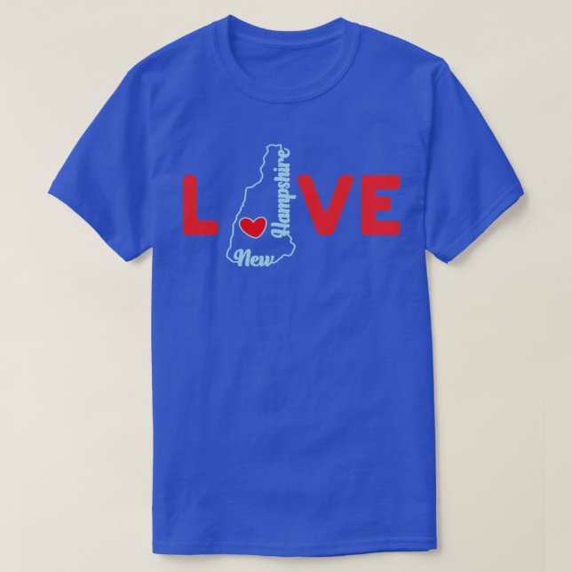 New Hampshire Love with State Outline of New Hamps T-Shirt (Design Front)