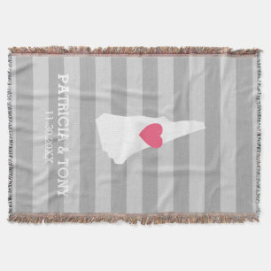 New Hampshire Map Home State Love - Custom Heart Throw Blanket