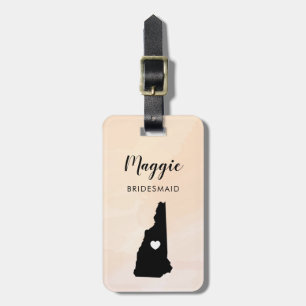 New Hampshire Map Luggage Tag, Wedding Party Tag
