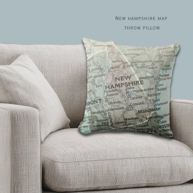 New Hampshire Map | Personalized Granite State  Throw Pillow (Creator Uploaded)