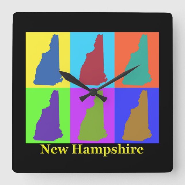 New Hampshire Map Square Wall Clock (Front)